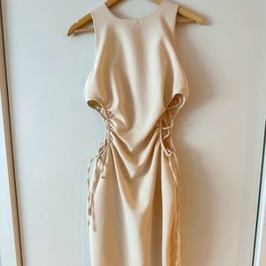 Beige cutout midi dress